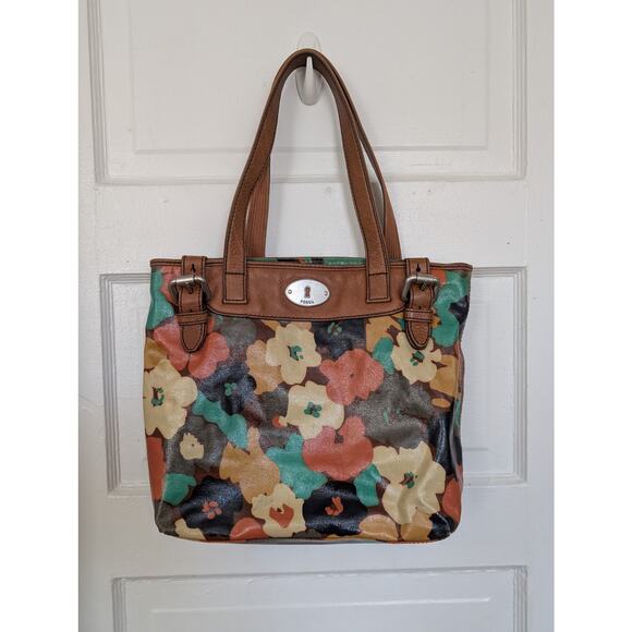 Fossil Keyper Leather Floral Purse Colorful Shoulder Bag Y2K - Picture 1 of 11